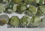 CRH556 15.5 inches 12mm faceted nuggets matte rhyolite gemstone beads