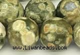 CRH583 15 inches 12mm faceted round rhyolite beads wholesale