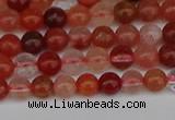 CRH600 15.5 inches 4mm round red rabbit hair quartz beads