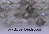 CRH611 15.5 inches 6mm faceted nuggets green rabbit hair beads