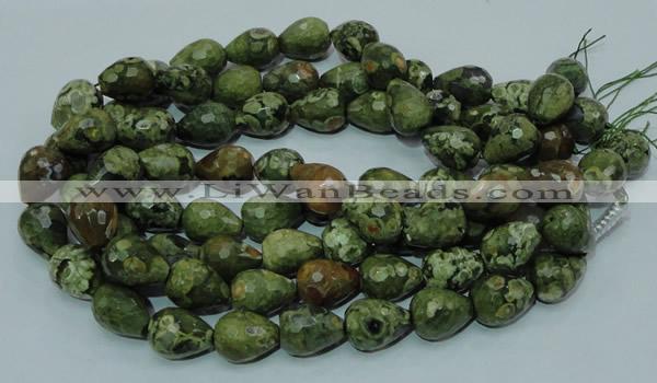 CRH65 15.5 inches 15*20mm faceted teardrop rhyolite beads wholesale