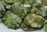 CRH80 15.5 inches 15*20mm faceted rectangle rhyolite beads wholesale