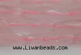 CRI02 15.5 inches 10*30mm faceted rice rose quartz beads wholesale