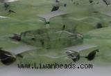 CRI07 15.5 inches 10*30mm faceted rice green rutilated quartz beads