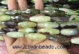 CRI116 15.5 inches 10*30mm faceted rice green garnet beads