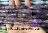 CRI118 15.5 inches 10*30mm faceted rice amethyst gemstone beads