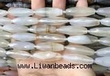 CRI123 15.5 inches 10*30mm faceted rice agate gemstone beads