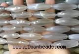 CRI136 15.5 inches 10*30mm faceted rice moonstone gemstone beads