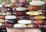 CRI140 15.5 inches 10*30mm faceted rice mookaite gemstone beads