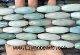 CRI142 15.5 inches 10*30mm faceted rice amazonite gemstone beads