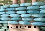 CRI146 15.5 inches 10*30mm faceted rice amazonite beads