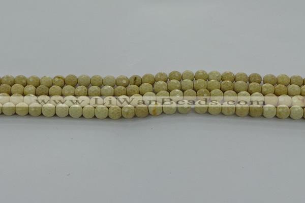 CRI211 15.5 inches 6mm faceted round riverstone beads wholesale