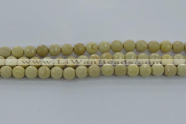 CRI215 15.5 inches 14mm faceted round riverstone beads wholesale