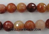 CRJ254 15.5 inches 12mm faceted round red jade gemstone beads