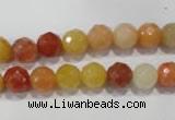 CRJ402 15.5 inches 8mm faceted round red & yellow jade beads