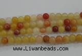 CRJ410 15.5 inches 4mm round red & yellow jade beads wholesale