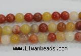 CRJ412 15.5 inches 6mm round red & yellow jade beads wholesale