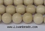 CRJ602 15.5 inches 8mm round white fossil jasper beads wholesale