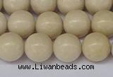 CRJ603 15.5 inches 10mm round white fossil jasper beads wholesale