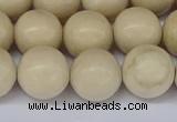 CRJ604 15.5 inches 12mm round white fossil jasper beads wholesale