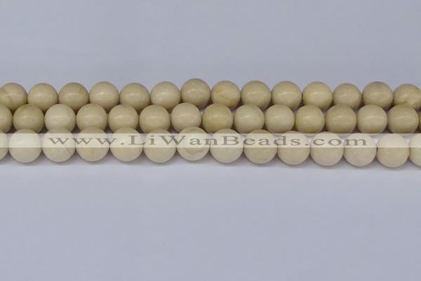 CRJ604 15.5 inches 12mm round white fossil jasper beads wholesale