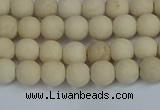 CRJ610 15.5 inches 4mm round matte white fossil jasper beads