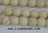 CRJ611 15.5 inches 6mm round matte white fossil jasper beads