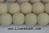 CRJ612 15.5 inches 8mm round matte white fossil jasper beads