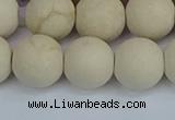 CRJ613 15.5 inches 10mm round matte white fossil jasper beads