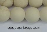 CRJ614 15.5 inches 12mm round matte white fossil jasper beads