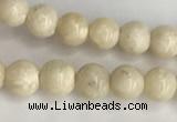 CRJ620 15.5 inches 4mmm round white fossil jasper beads wholesale