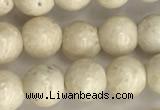 CRJ621 15.5 inches 6mm round white fossil jasper beads wholesale