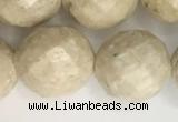 CRJ630 15.5 inches 12mm faceted round white fossil jasper beads