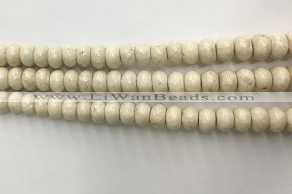 CRJ633 15.5 inches 5*8mm rondelle white fossil jasper beads wholeasle