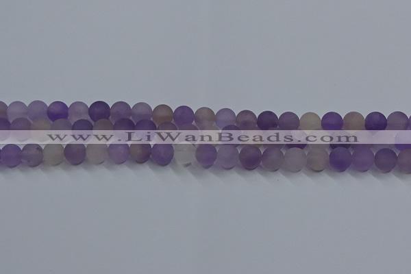 CRO1012 15.5 inches 8mm round matte amethyst gemstone beads