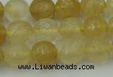 CRO1033 15.5 inches 10mm faceted round yellow watermelon quartz beads