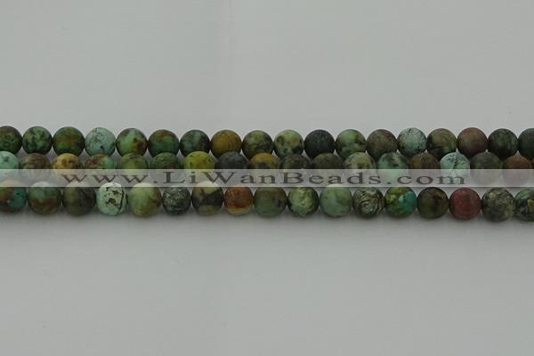 CRO1053 15.5 inches 10mm round matte African turquoise beads