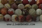 CRO1091 15.5 inches 6mm round matte laguna lace agate beads