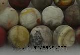 CRO1094 15.5 inches 12mm round matte laguna lace agate beads