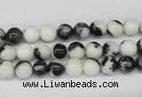 CRO11 15.5 inches 6mm round black & white jasper beads wholesale