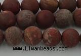 CRO1102 15.5 inches 8mm round matte pomegranate jasper beads