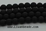 CRO1130 15.5 inches 4mm round matte black agate gemstone beads