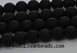 CRO1131 15.5 inches 6mm round matte black agate gemstone beads