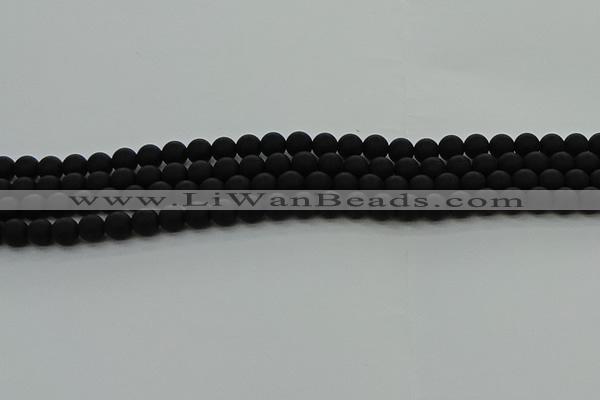 CRO1131 15.5 inches 6mm round matte black agate gemstone beads