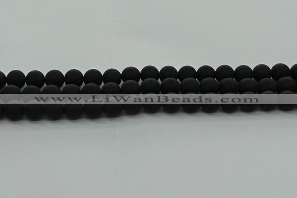 CRO1133 15.5 inches 10mm round matte black agate gemstone beads