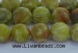 CRO1153 15.5 inches 10mm round matte green dragon serpentine jasper beads