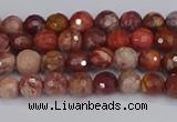 CRO1188 15.5 inches 4mm faceted round red porcelain beads