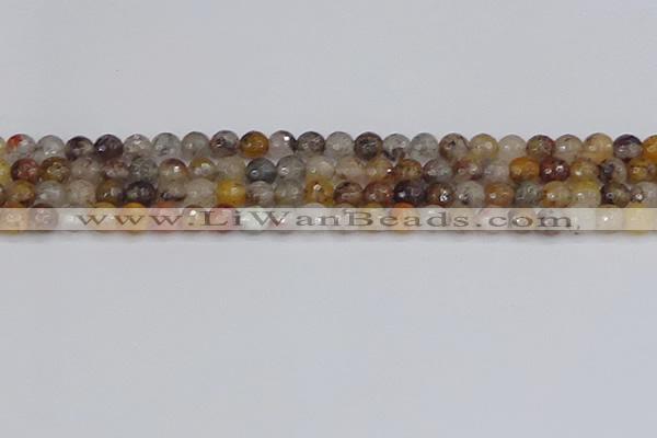 CRO1196 15.5 inches 6mm faceted round mixed lodalite quartz beads