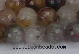 CRO1198 15.5 inches 10mm faceted round mixed lodalite quartz beads