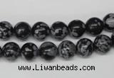 CRO122 15.5 inches 8mm round snowflake obsidian beads wholesale